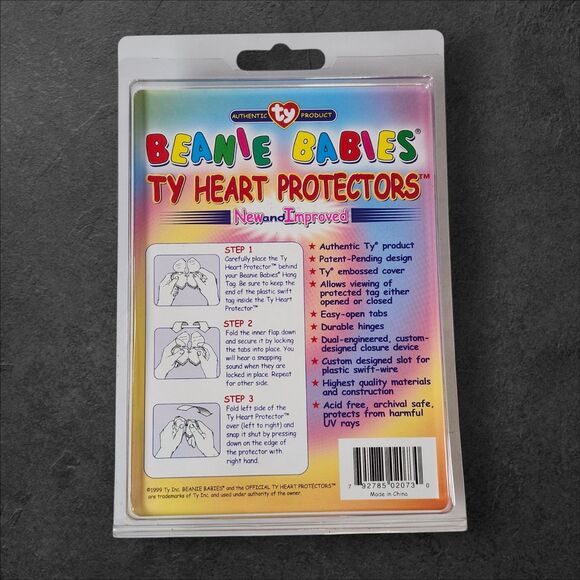 New 1999 Ty Beanie Babies Heart Tag Protectors Sealed 10 Pack MINT Package - Picture 2 of 3